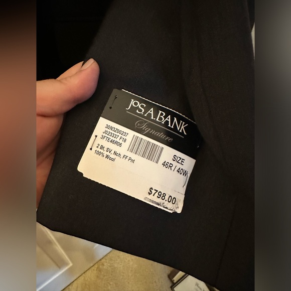 Jos A Banks Charcoal Suit- 46R/40W- Brand new - Picture 5 of 11